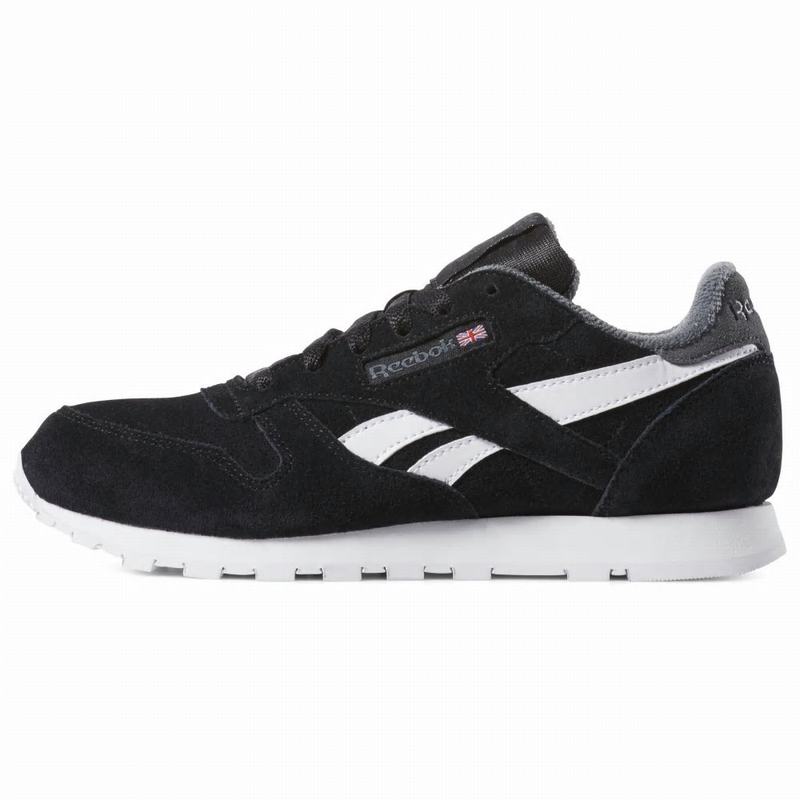 Reebok Classic Leather Tenisky Chlapcenske - Čierne/Siva OR8779MU